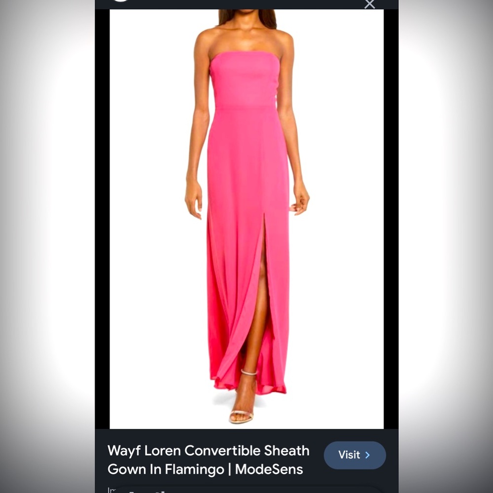 WAYF Loren Convertible Strapless Sheath Long Dress in Flamingo pink size medium